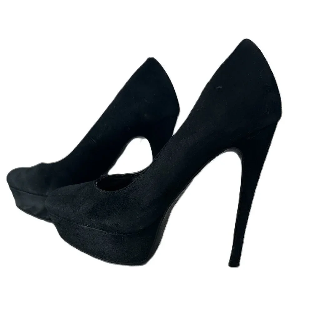 Black Suede Pumps 5inch Heel 1inch Platform Size 7 1/2 Xhilaration